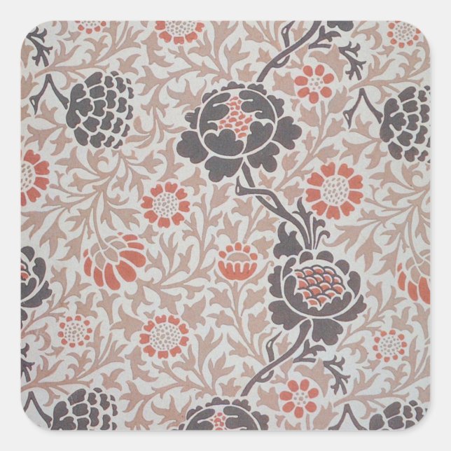 Adesivo Quadrado William Morris Grafton Botanic Art Design (Frente)