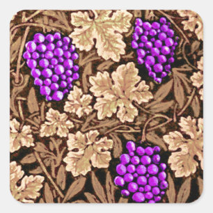 Adesivo Quadrado William Morris Grapevine, Brown and Purple