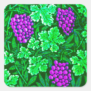 Adesivo Quadrado William Morris Grapevine, Purple e Green