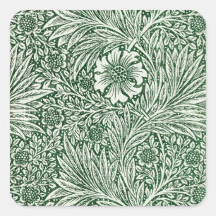 Adesivo Quadrado william morris marigold flor verde floral