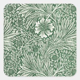 Adesivo Quadrado william morris marigold flor verde floral