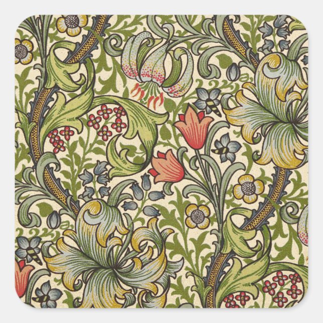 Adesivo Quadrado William Morris Ouro Lily (Frente)