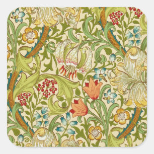 Adesivo Quadrado William Morris Ouro Lily Vintage Pré-Raphaelite