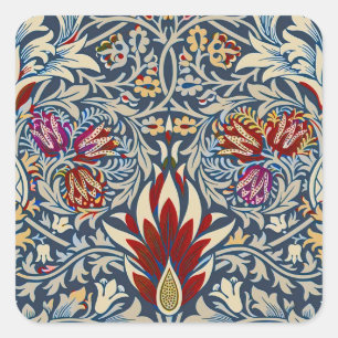 Adesivo Quadrado William Morris Snakeshead Clássico Floral Azul Esc