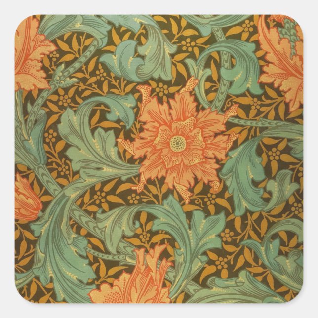 Adesivo Quadrado William Morris Solteiro Stem Pattern Art Nouveau (Frente)