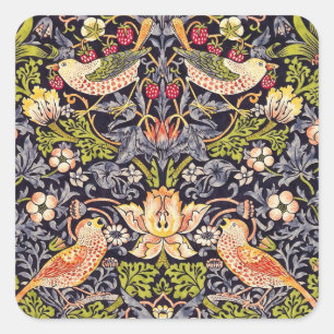 Adesivo Quadrado William Morris Strawberry Thef Arte Floral Nouveau