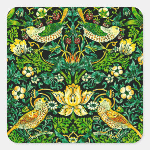 Adesivo Quadrado William Morris Strawberry Thef Green And Orange