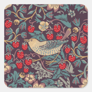 Adesivo Quadrado William Morris Strawberry Thief Square Sticker