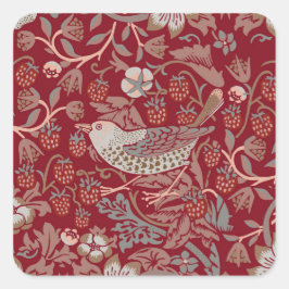 Adesivo Quadrado William Morris Strawberry Thief Square Sticker
