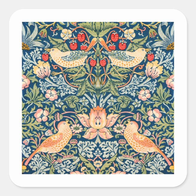 ADESIVO QUADRADO WILLIAM MORRIS: STRAWBERRY THIEVES (Frente)