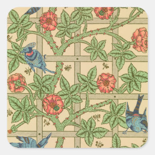 Adesivo Quadrado William Morris Trellis Inglês Design Floral
