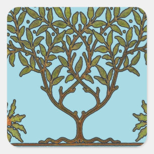Adesivo Quadrado William Morris Vintage Tree Floral Design