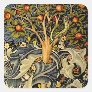 Adesivo Quadrado William Morris Woodpecker Tapeçaria Artes e Artesa