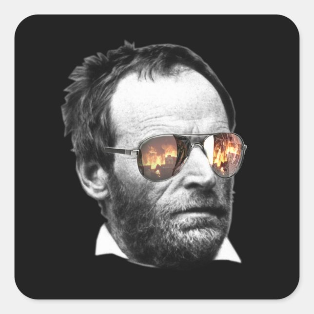 Adesivo Quadrado William T. Sherman Watches Atlanta Burn - Sticker (Frente)