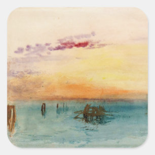 Adesivo Quadrado William Turner - A laguna perto de Veneza no Sunse