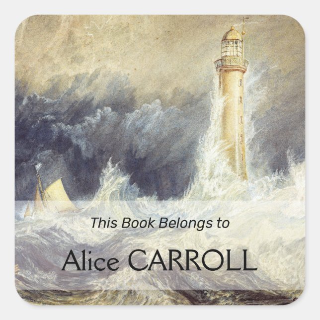 Adesivo Quadrado William Turner - Farol Bell Rock (Frente)