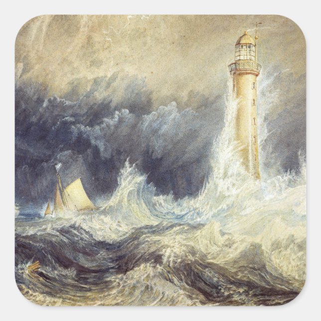 Adesivo Quadrado William Turner - Farol de Bell Rock (Frente)