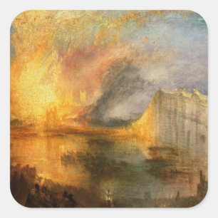 Adesivo Quadrado William Turner - The Burning of the Parliament
