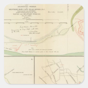 Adesivo Quadrado Wilmington, Ft Caswell, a ilha de Smith, Augusta