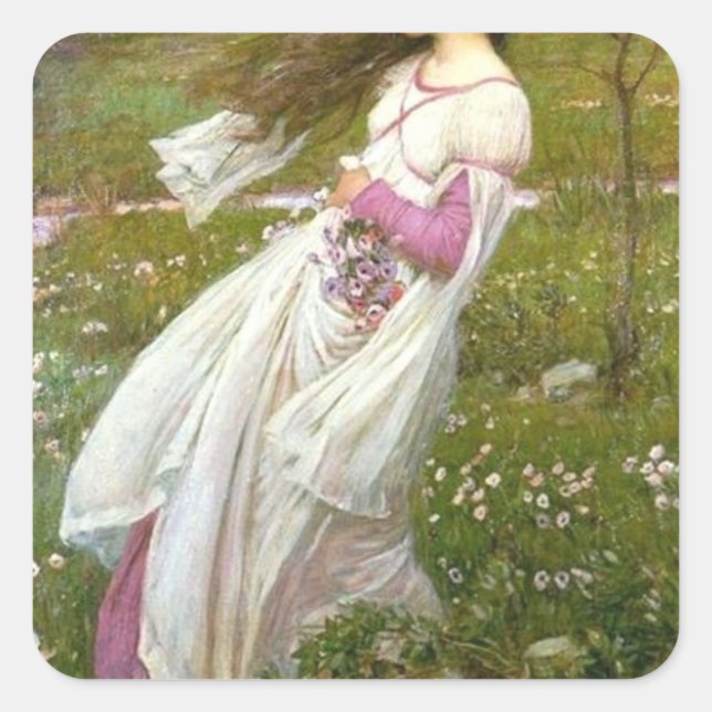 Adesivo Quadrado Windflower John William Waterhouse (Frente)