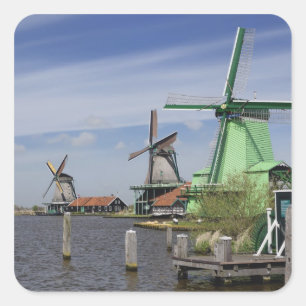 Adesivo Quadrado Windmill, Zaanse Schans, Holanda, Países Baixos 2