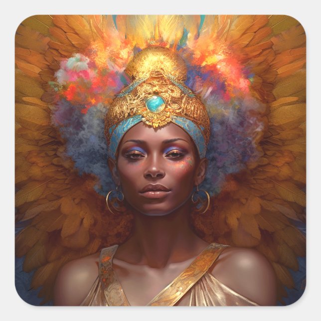 Adesivo Quadrado Winged Goddess Fantasy Art (Frente)