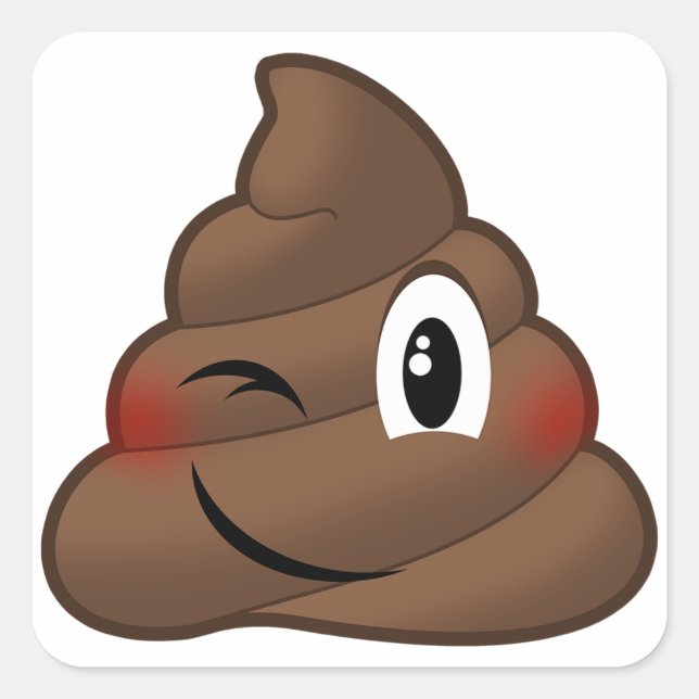 Adesivo Quadrado Winking Poop Emoji (Frente)