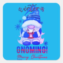 Adesivo Quadrado WINTER ESTÁ A PASSAR Gnomo de natal engraçado