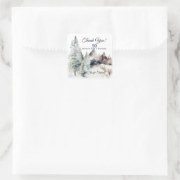Adesivo Quadrado Winter Forest Watercolor Sticker