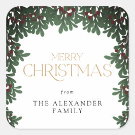 Adesivo Quadrado Winter Greenery Mistletoe Christmas