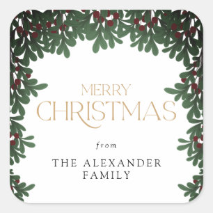 Adesivo Quadrado Winter Greenery Mistletoe Christmas