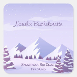 Adesivo Quadrado Winter Mountain Bachelorette Weekend Custom