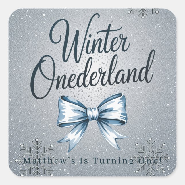 Adesivo Quadrado Winter Onderland Boys 1rua. Festa de aniversário (Frente)