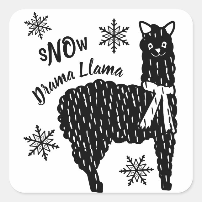 Adesivo Quadrado Winter Snow No Drama Llama (Frente)