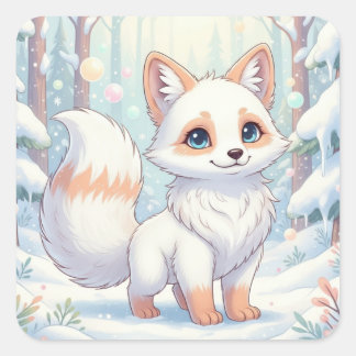 Adesivo Quadrado Winter Whispers of the Little Fox