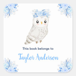 Adesivo Quadrado Winter Wonderland Arctic Owl Kids Bookplate