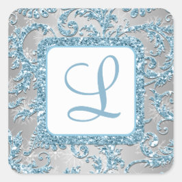 Adesivo Quadrado Winter Wonderland Damask Bat Mitzvah Sticker 5