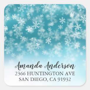 Adesivo Quadrado Winter Wonderland Snowflake Return Address Sticker