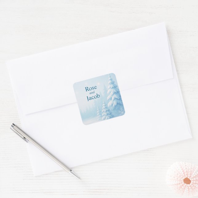 Adesivo Quadrado Winter Wonderland Wedding  (Envelope)