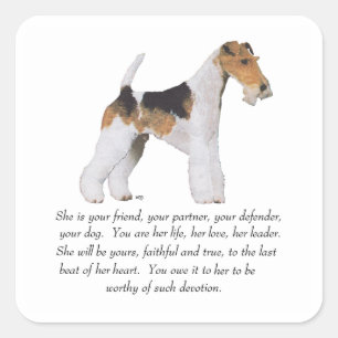 Adesivo Quadrado Wire Fox Terrier Lembrança FÊMEA