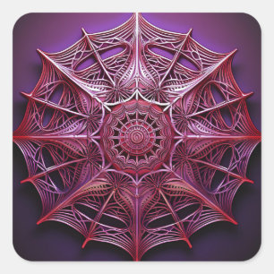 Adesivo Quadrado Wireframe Cor-de-rosa Mandelbrot