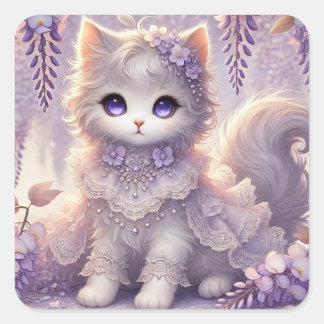 Adesivo Quadrado Wisteria e Lace Princess Cat