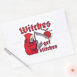 Adesivo Quadrado WITCHES TÊM ESTITCHES engraçados assustadores no h