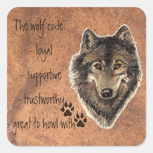 Adesivo Quadrado Wolf Code Cote, Wolves Animal (Frente)