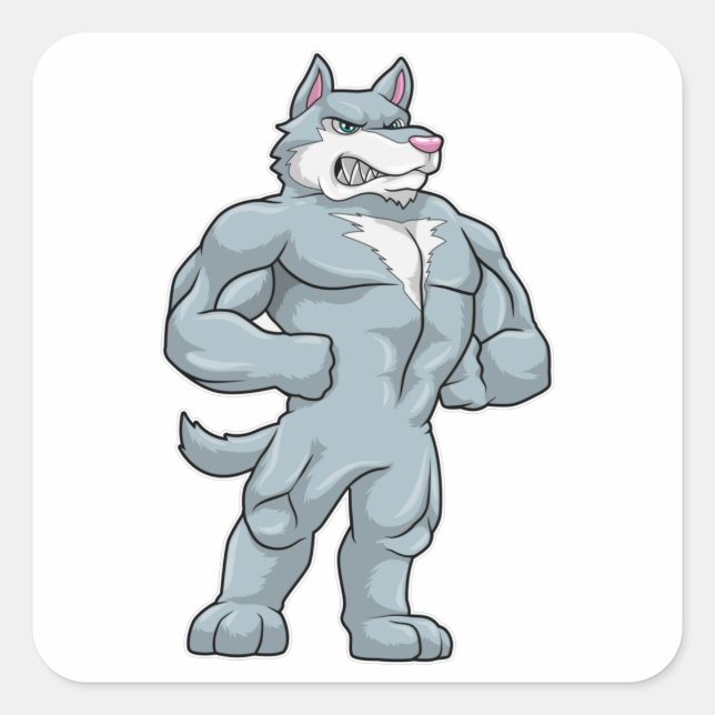 Adesivo Quadrado Wolf como Bodybuilder extreme (Frente)