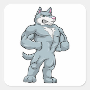 Adesivo Quadrado Wolf como Bodybuilder extreme