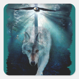 Adesivo Quadrado WOLF & EAGLE Harmony Wildlife Sticker