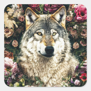 Adesivo Quadrado Wolf floral