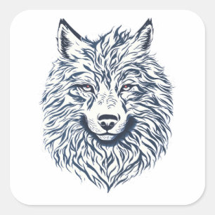 Adesivo Quadrado Wolf Head