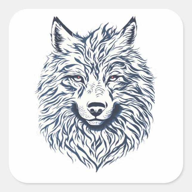 Adesivo Quadrado Wolf Head (Frente)